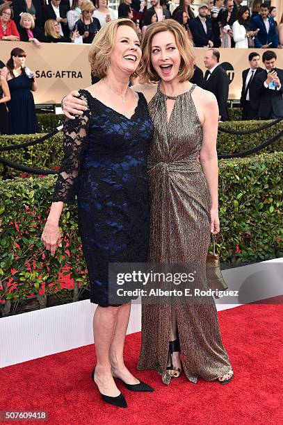 Awards Committee Chair and SAG-AFTRA Foundation President JoBeth Williams and SAG-AFTRA Foundation board member and actress Sharon Lawrence attend...