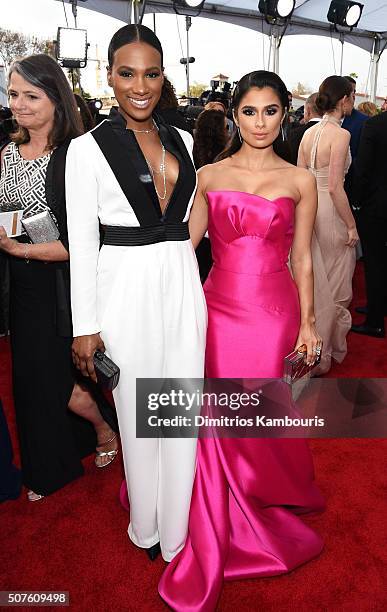 Actresses Vicky Jeudy and Diane Guerrero attend The 22nd Annual Screen Actors Guild Awards at The Shrine Auditorium on January 30, 2016 in Los...