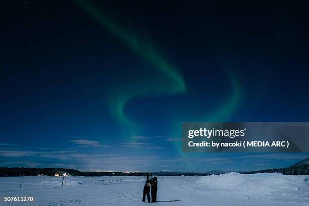 northern lights, aurora in sweden kiruna icehotel - ice hotel sweden stock-fotos und bilder