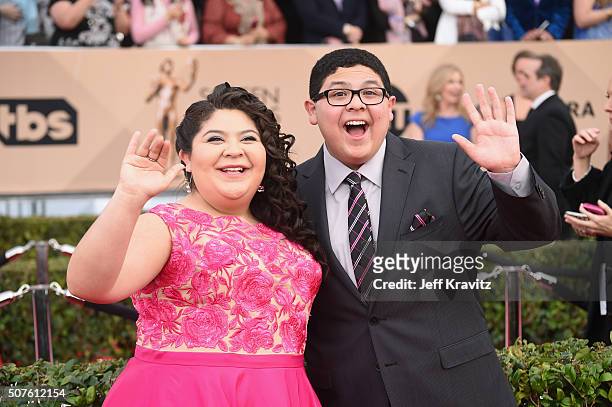 Actors Raini Rodriguez and Rico Rodriguez attend the 22nd Annual Screen Actors Guild Awards at The Shrine Auditorium on January 30, 2016 in Los...