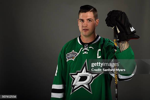 Jamie Benn of the Dallas Stars poses for a 2016 NHL All-Star portrait at Bridgestone Arena on January 30, 2016 in Nashville, Tennessee.