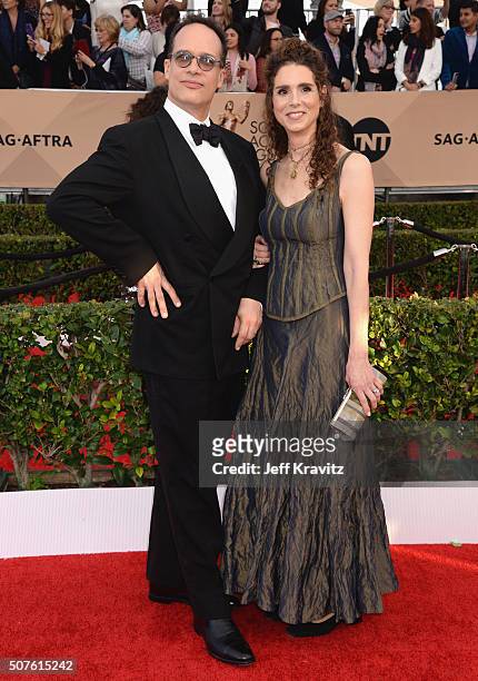 Actor Diedrich Bader and actress Dulcy Rogers attend the 22nd Annual Screen Actors Guild Awards at The Shrine Auditorium on January 30, 2016 in Los...