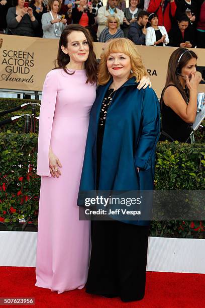 Actresses Sophie McShera and Lesley Nicol attend the 22nd Annual Screen Actors Guild Awards at The Shrine Auditorium on January 30, 2016 in Los...