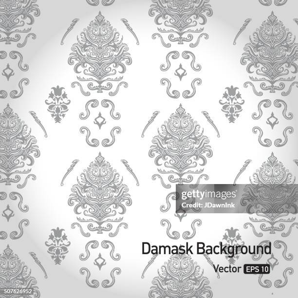 victorian style black and white background damask design - victorian pattern stock illustrations