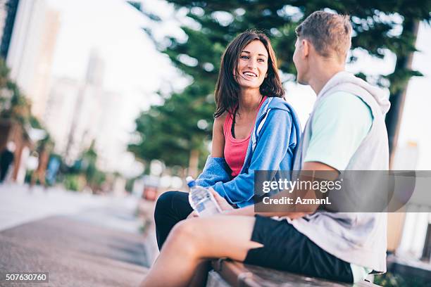 motivating each other - gold coast chicago stock pictures, royalty-free photos & images