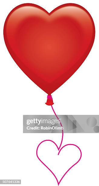 red heart balloon - balloon string stock illustrations