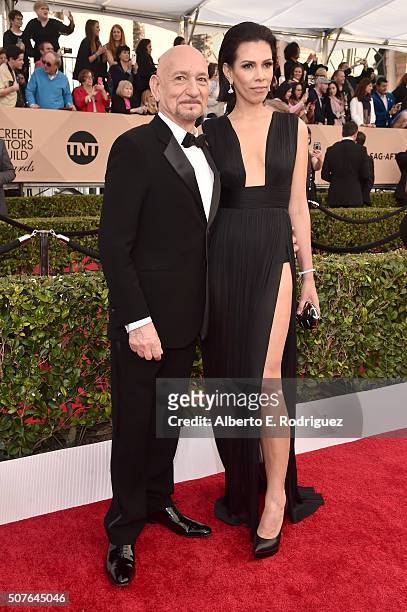 Actor Ben Kingsley and Daniela Lavender attend the 22nd Annual Screen Actors Guild Awards at The Shrine Auditorium on January 30, 2016 in Los...