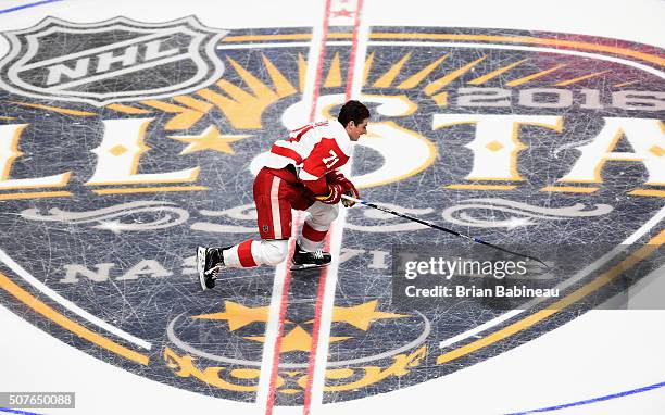 Dylan Larkin of the Detroit Red Wings competes in the Bridgestone NHL Fastest Skater competition during 2016 Honda NHL All-Star Skill Competition at...