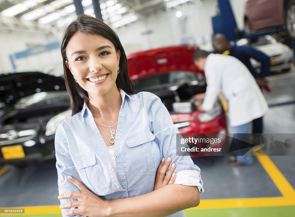 Woman taking car to the mechanic