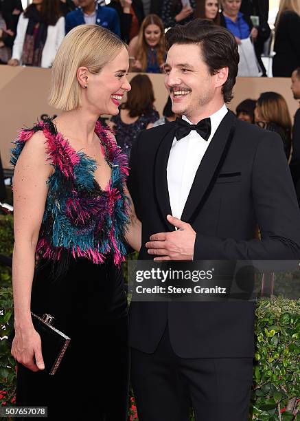 Actress Sarah Paulson and actor Pedro Pascal attend the 22nd Annual Screen Actors Guild Awards at The Shrine Auditorium on January 30, 2016 in Los...