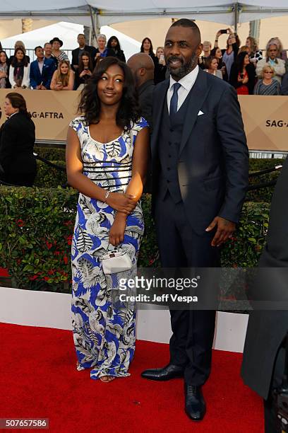 Isan Elba and actor Idris Elba attend the 22nd Annual Screen Actors Guild Awards at The Shrine Auditorium on January 30, 2016 in Los Angeles,...