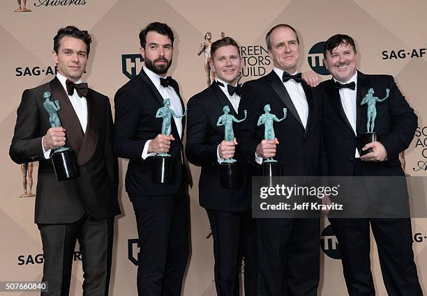 Actors Julian Ovenden, Tom Cullen, ALLEN LEECH, Kevin Doyle, and Jeremy Swift, winners of the Outstanding Performance by an Ensemble in a Drama...