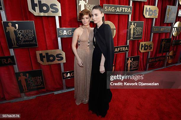 Actresses Kate Mara and Rooney Mara attend the 22nd Annual Screen Actors Guild Awards at The Shrine Auditorium on January 30, 2016 in Los Angeles,...