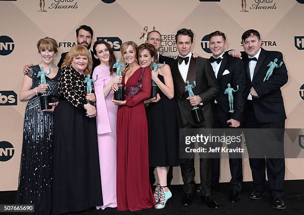 Actors Phyllis Logan, Lesley Nicol, Tom Cullen, Sophie McShera, Joanne Froggatt, Raquel Cassidy, Kevin Doyle, Julian Ovenden, Allen Leech, and Jeremy...