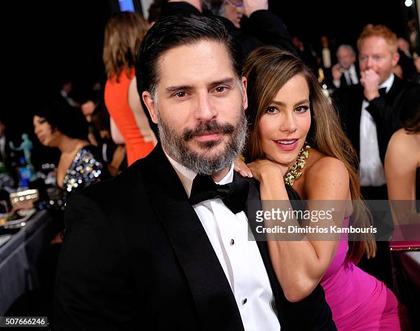 Actors Joe Manganiello and Sofia Vergara in the audience during The 22nd Annual Screen Actors Guild Awards at The Shrine Auditorium on January 30,...