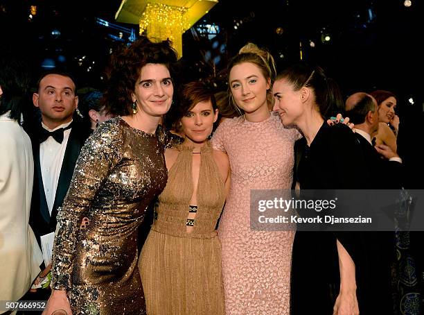 Actresses Gaby Hoffmann, Kate Mara, Saoirse Ronan, and Rooney Mara pose during the 22nd Annual Screen Actors Guild Awards at The Shrine Auditorium on...