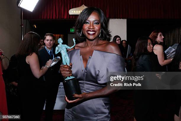 Actress Viola Davis, winner of the award for Outstanding Performance By a Female Actor in a Drama Series for 'How to Get Away With Murder', attends...