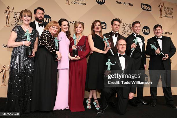 Actors Phyllis Logan; Tom Cullen; Lesley Nicol; Sophie McShera; Joanne Froggatt; Raquel Cassidy; Kevin Doyle; Julian Ovenden; Allen Leech; and Jeremy...