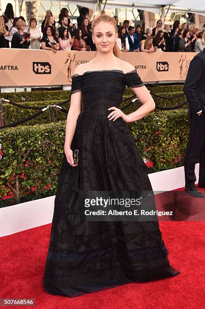 Actress Sophie Turner attends the 22nd Annual Screen Actors Guild Awards at The Shrine Auditorium on January 30, 2016 in Los Angeles, California.