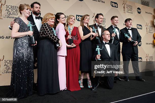 Actors Phyllis Logan, Tom Cullen, Lesley Nicol, Sophie McShera, Joanne Froggatt, Raquel Cassidy, Kevin Doyle, Julian Ovenden, Allen Leech, and Jeremy...