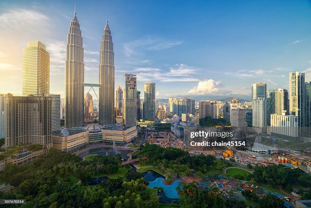 Twin tower in Malaysia, Asian during twilight