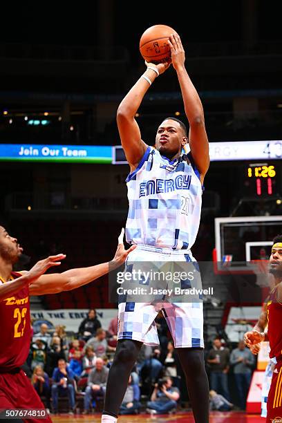 Jarell Martin of the Iowa Energy shoots a jump-shot against the Iowa Energy in an NBA D-League game on January 30, 2016 at the Wells Fargo Arena in...