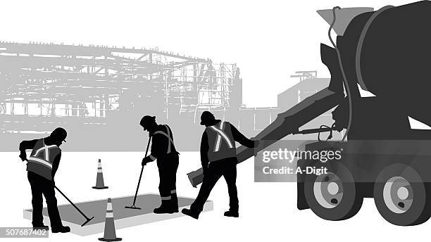 reparatur von gehwegen - eingießen stock-grafiken, -clipart, -cartoons und -symbole