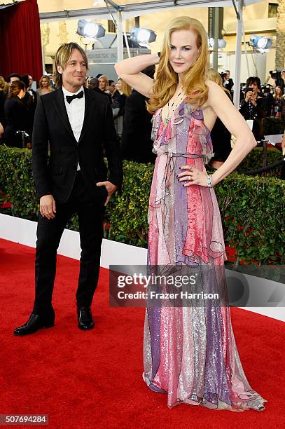 Musician Keith Urban and actress Nicole Kidman attend the 22nd Annual Screen Actors Guild Awards at The Shrine Auditorium on January 30, 2016 in Los...