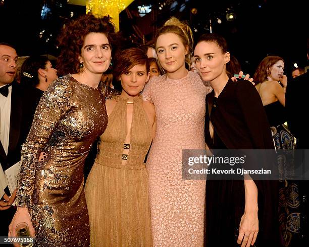 Actresses Gaby Hoffmann, Kate Mara, Saoirse Ronan and Rooney Mara pose during the 22nd Annual Screen Actors Guild Awards at The Shrine Auditorium on...