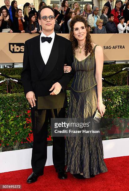 Actor Diedrich Bader and Dulcy Rogers attend the 22nd Annual Screen Actors Guild Awards at The Shrine Auditorium on January 30, 2016 in Los Angeles,...