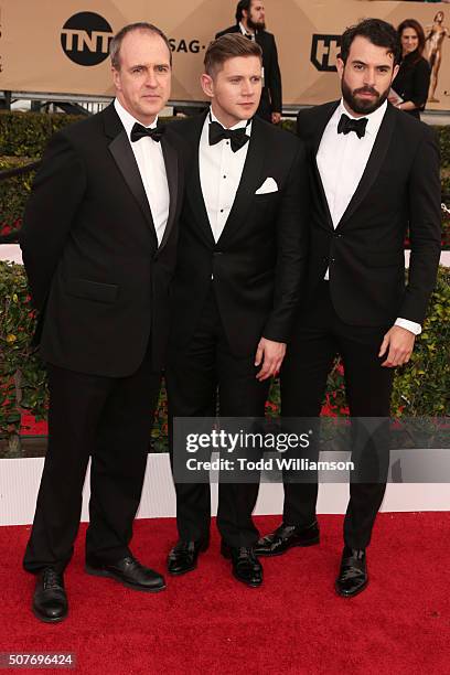 Actors Kevin Doyle, Allen Leech and Tom Cullen attend the 22nd Annual Screen Actors Guild Awards at The Shrine Auditorium on January 30, 2016 in Los...