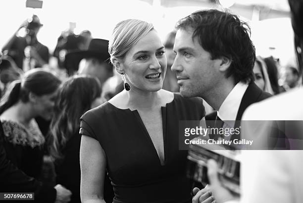 Actress Kate Winslet and Ned Rocknroll attend The 22nd Annual Screen Actors Guild Awards at The Shrine Auditorium on January 30, 2016 in Los Angeles,...