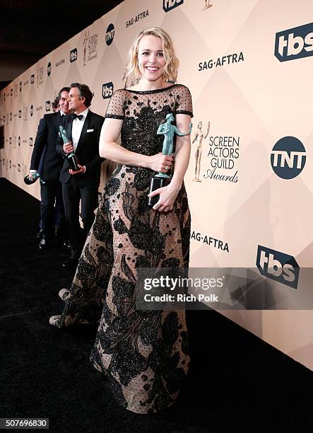 Actors Billy Crudup, Brian d'arcy James, Mark Ruffalo, and Rachel McAdams attend The 22nd Annual Screen Actors Guild Awards at The Shrine Auditorium...