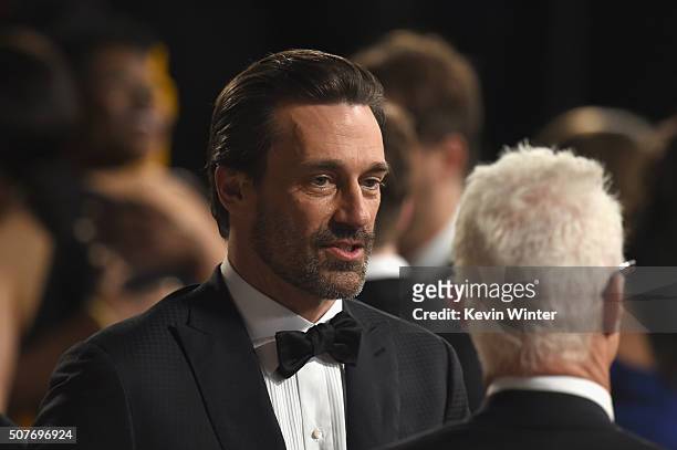 Actors Jon Hamm and John Slattery attend The 22nd Annual Screen Actors Guild Awards at The Shrine Auditorium on January 30, 2016 in Los Angeles,...