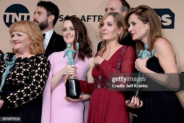 Tom Cullen, Sophie McShera, Joanne Froggatt, Kevin Doyle, and Raquel Cassidy, winners of the Outstanding Performance by an Ensemble in a Drama Series...