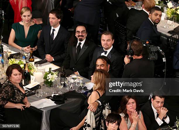 Actress Kate Winslet, Ned Rocknroll, Leonardo DiCaprio and Alejandro Gonzalez Inarritu attend The 22nd Annual Screen Actors Guild Awards at The...