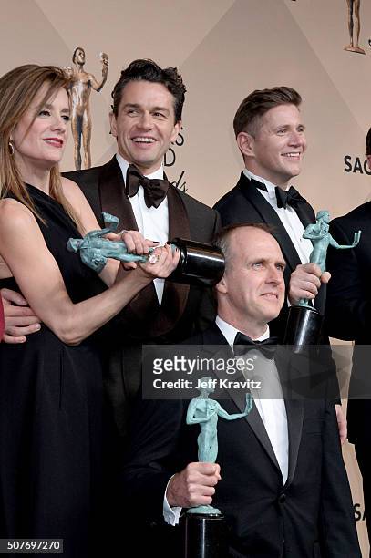 Actors Raquel Cassidy, Julian Ovenden, Kevin Doyle, and Allen Leech, winners of the Outstanding Performance by an Ensemble in a Drama Series award,...