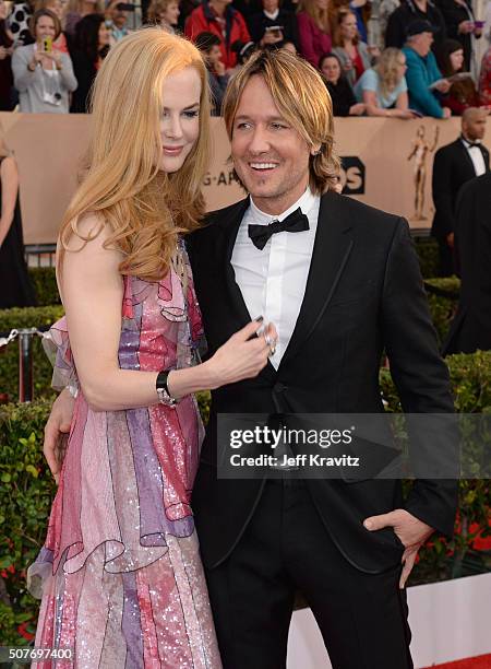 Actress Nicole Kidman and singer Keith Urban attend the 22nd Annual Screen Actors Guild Awards at The Shrine Auditorium on January 30, 2016 in Los...