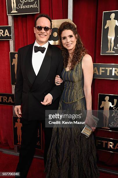 Actors Diedrich Bader and Dulcy Rogers attend The 22nd Annual Screen Actors Guild Awards at The Shrine Auditorium on January 30, 2016 in Los Angeles,...