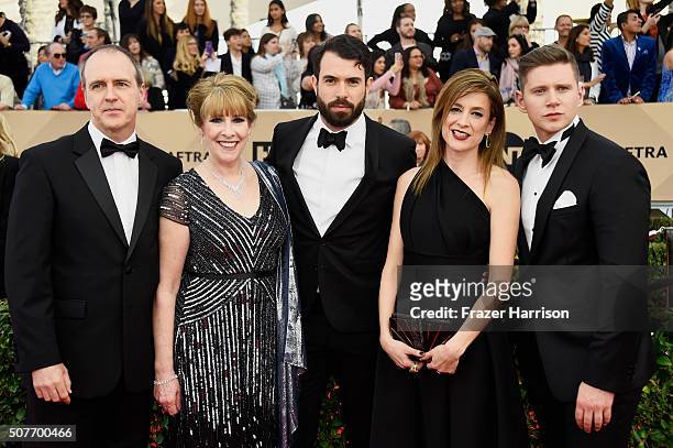 Actors Kevin Doyle, Phyllis Logan, Tom Cullen, Raquel Cassidy, and Allen Leech attend the 22nd Annual Screen Actors Guild Awards at The Shrine...