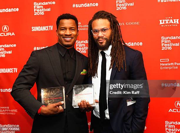 Director Nate Parker, winner Audience Award: U.S. Dramatic and U.S. Grand Jury Prize: Dramatic for 'The Birth of a Nation' poses with Franklin...