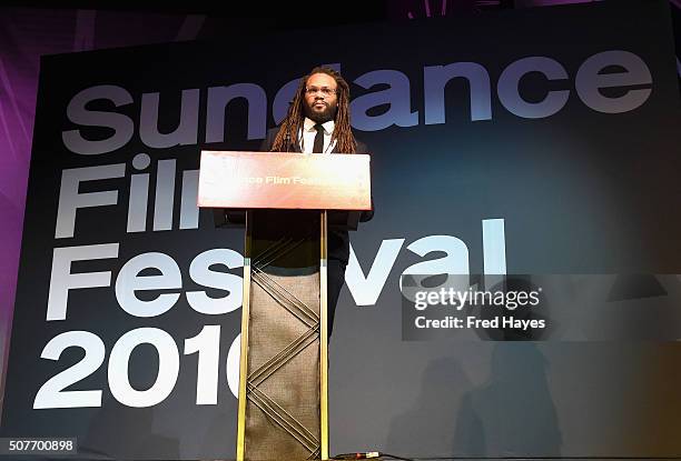 Franklin Leonard of the Black List speaks at the Sundance Film Festival Awards Ceremony during the 2016 Sundance Film Festival at Basin Recreation...