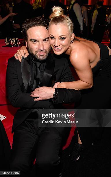 Johnny Galecki and Kaley Cuoco attend People and EIF's Annual Screen Actors Guild Awards Gala at The Shrine Auditorium on January 30, 2016 in Los...