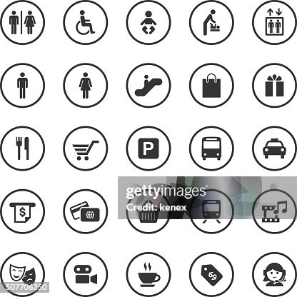 Circle Icons Set | Public & Shopping Mall Circle Icons Set | Public & Shopping Mall