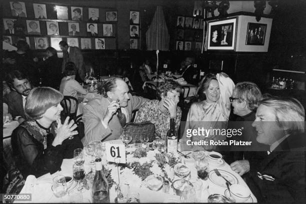 Actors Joanne Woodward, E. G. Marshall w. Unident. Woman, Tammy Grimes, Irwin Corey & Kevin McCarthy during NBC show The Big Party at Sardi's...