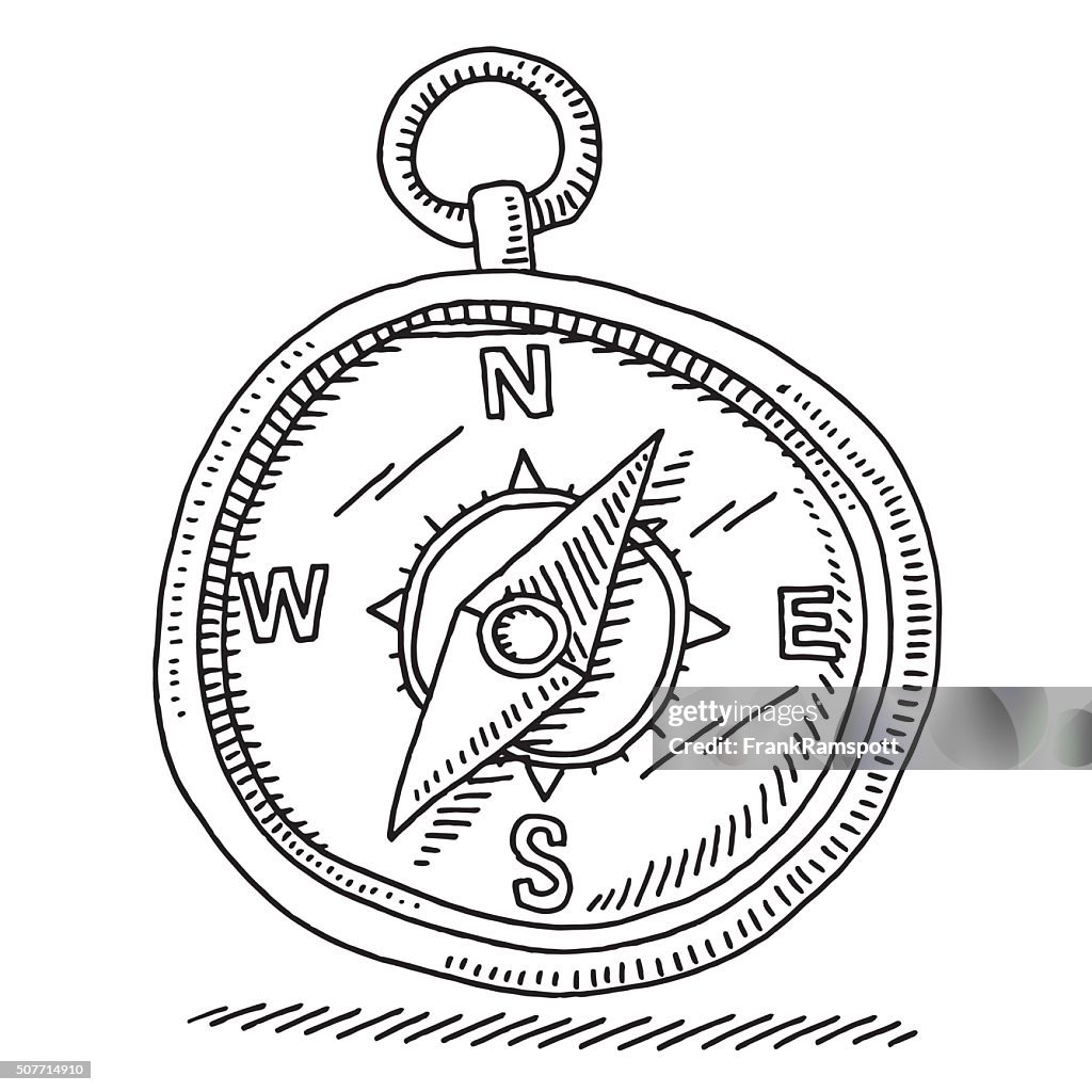 Button Compass Drawing Magnetic Compass Clip Art