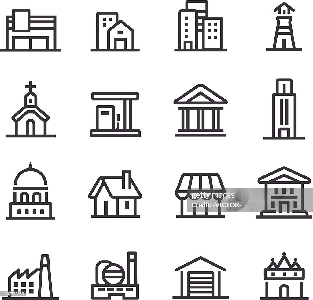 Buildings Icons - Line Series