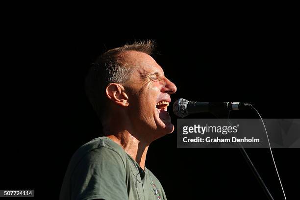 James Reyne performs on the Heineken Live Stage during day fourteen of the 2016 Australian Open at Melbourne Park on January 31, 2016 in Melbourne,...