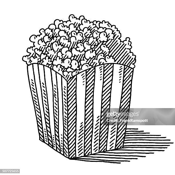 popcorn box stripes drawing - popcorn stock illustrations