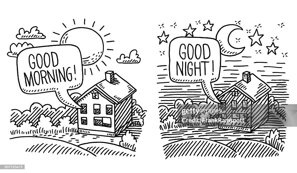 Night Day Time Comparison Drawing High-Res Vector Graphic - Getty Images